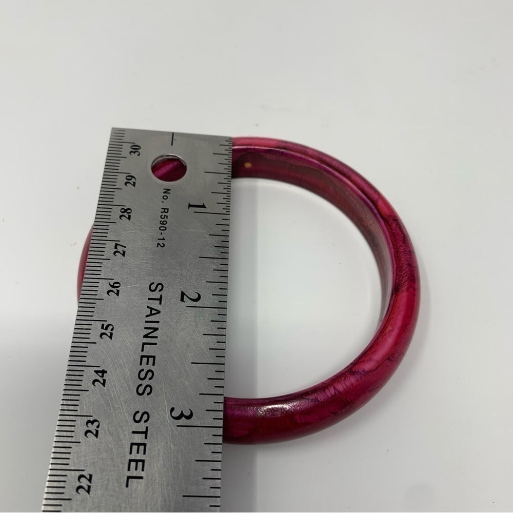 Vintage Magenta Red Purple Pink Wood Painted Classic Slim Bangle - Picture 5 of 13